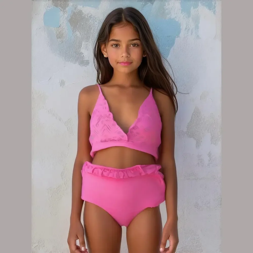 SO Neon Pink Girls Bikini Size 14